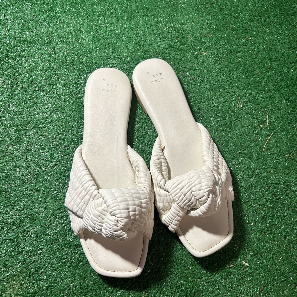 a new day Cream Woven Slide Sandals